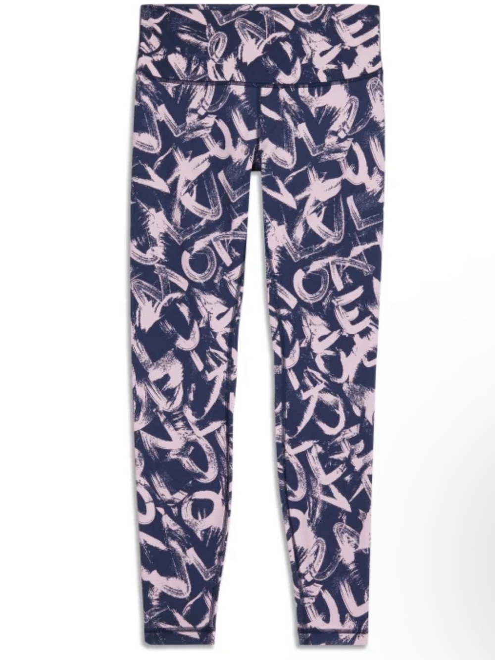 Lululemon Wunder Under High Rise 25” Leggings Navy Pink Graffiti Print - Size 4